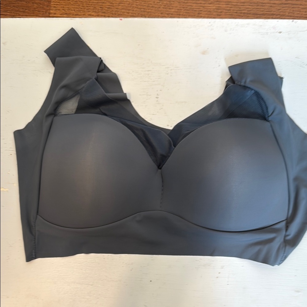Charcoal Women's Bra with Mesh Detail